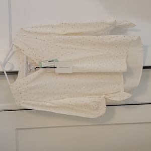 NWT 41 Hawthorn Marthie Foil Detail Tie Sleeve Blouse, size S